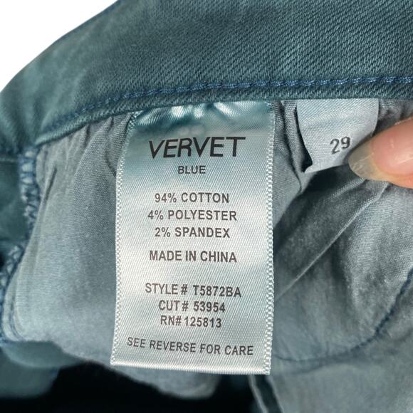 Vervet Blue High Rise Wide Leg Balsam Green Raw Edge Cropped Jeans SZ 29 - Picture 9 of 9